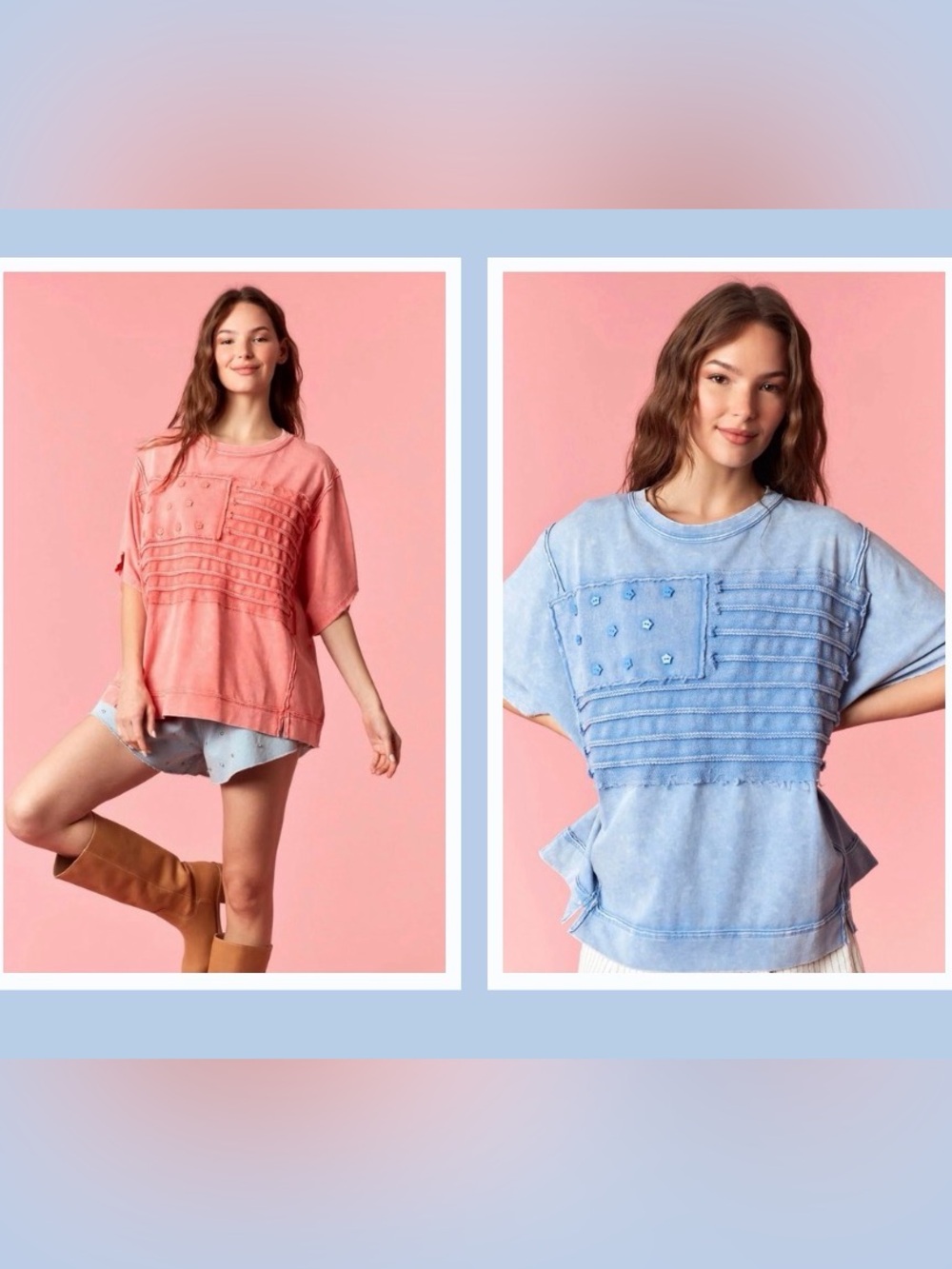 New mineral wash flag shirt small medium large peach love small medium  large